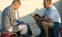 Mark-Hans and Kezapio studying